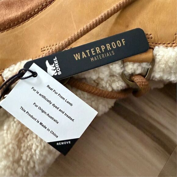 Sorel Joan Of Arctic Wedge Shearling 9.5 Boots Leather Camel - Picture 10 of 10